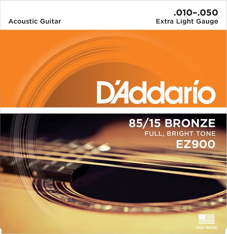 D'ADDARIO EZ900 85/15 BRONZE ACOUSTIC GUITAR STRINGS, EXTRA LIGHT, 10-50