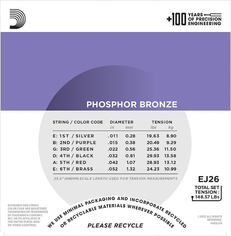 D'ADDARIO EZ910 85/15 BRONZE ACOUSTIC GUITAR STRINGS, LIGHT, 11-52