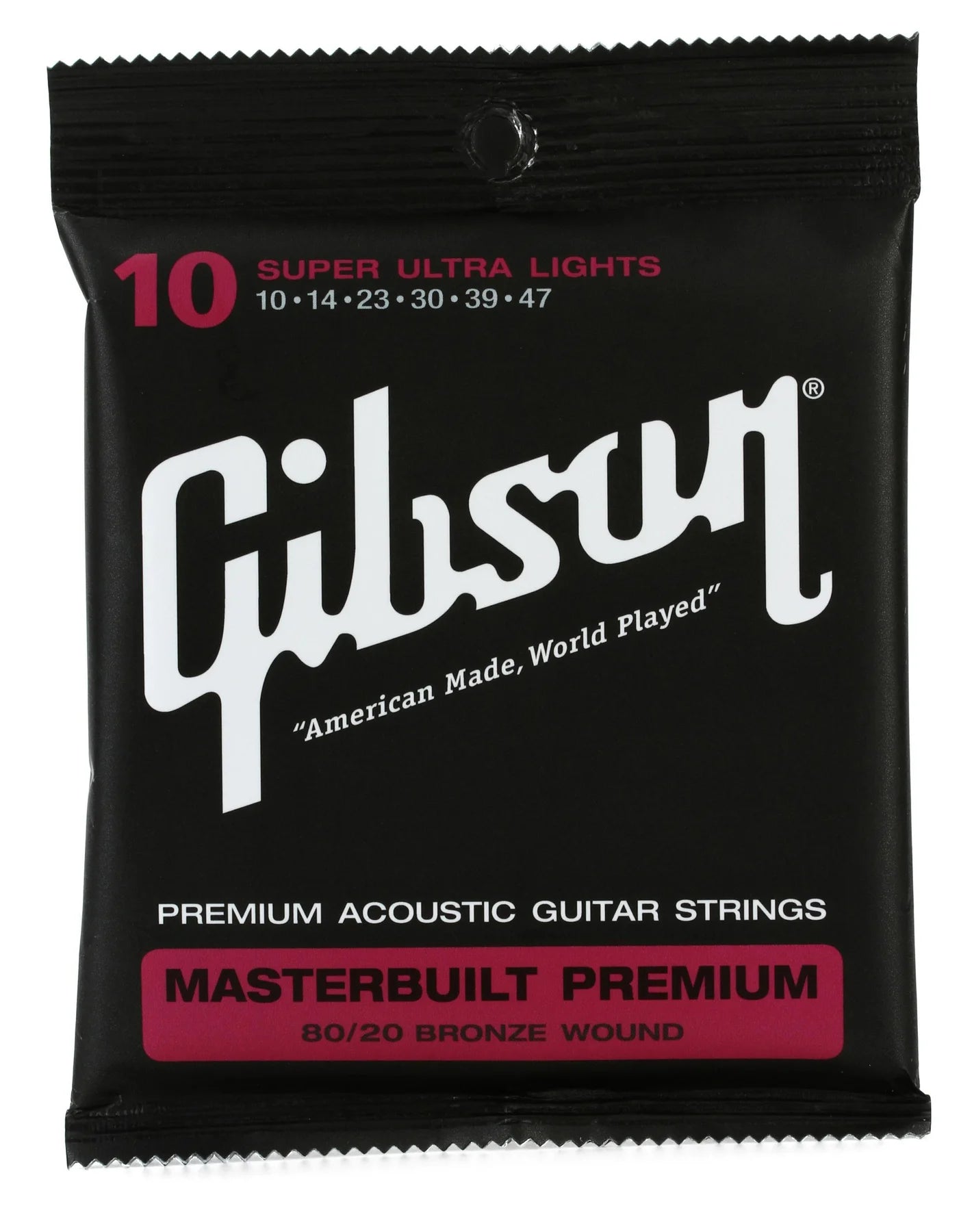 GIBSON MASTERBUILT PREMIUM 80/20 BRONZE ACOUSTIC GUITAR STRINGS - .010 - .047