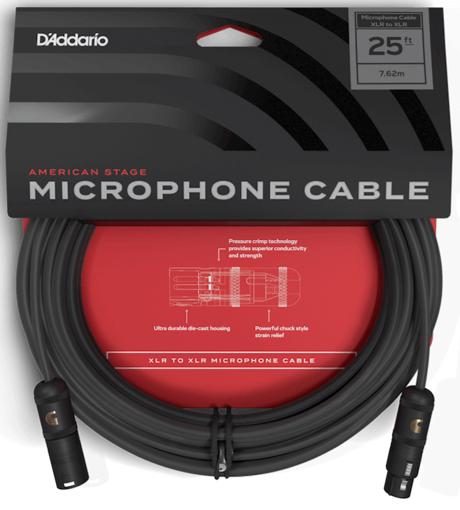 PLANET WAVES UNBALANCED MICROPHONE CABLE, XLR-TO-1/4-INCH, 25 FEET