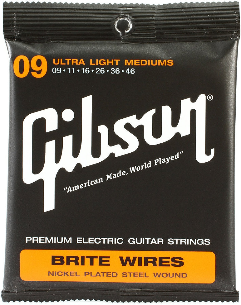 CUERDAS DE GUITARRA ELÉCTRICA GIBSON BRITE WIRES ULTRALIGERAS MEDIANAS - SEG-700ULMC