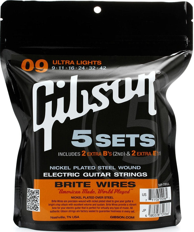 CUERDAS DE GUITARRA ELÉCTRICA GIBSON BRITE WIRES ULTRA LIGHTS - SVP-700UL