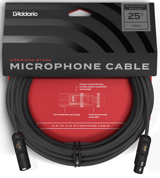 PLANET WAVES UNBALANCED MICROPHONE CABLE, XLR-TO-1/4-INCH, 25 FEET