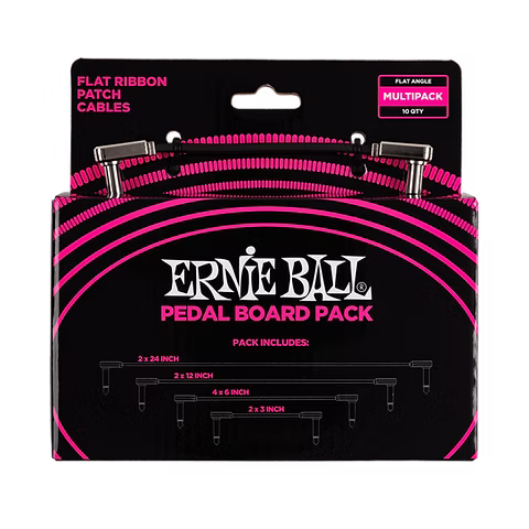 ERNIE BALL FLAT RIBBON PATCH CABLES PEDALBOARD MULTI-PACK (BLACK) - P06224